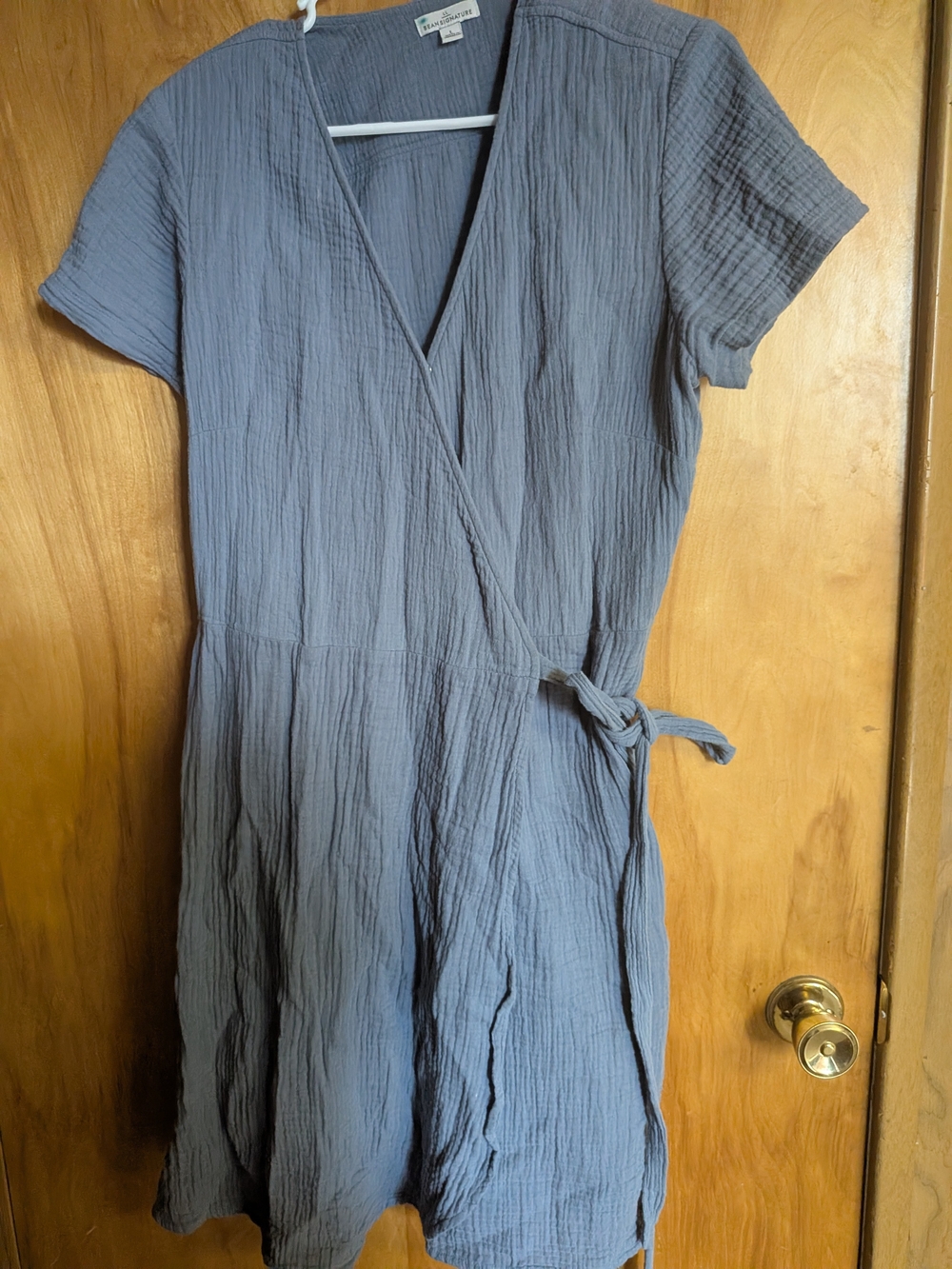 L.L. Bean Slate Blue Wrap-Style Midi Dress